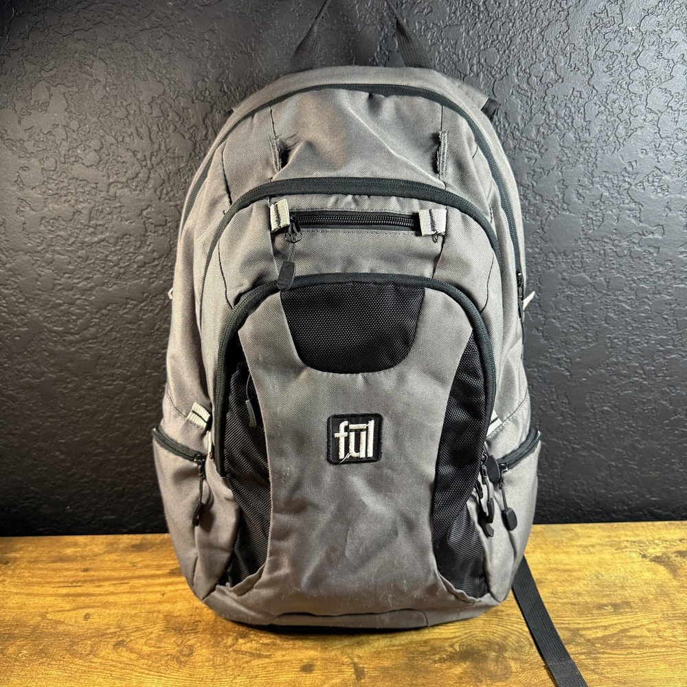 Ful High-End Grey‎ Polyester Laptop Multi-Pocket Backpack Unisex Large